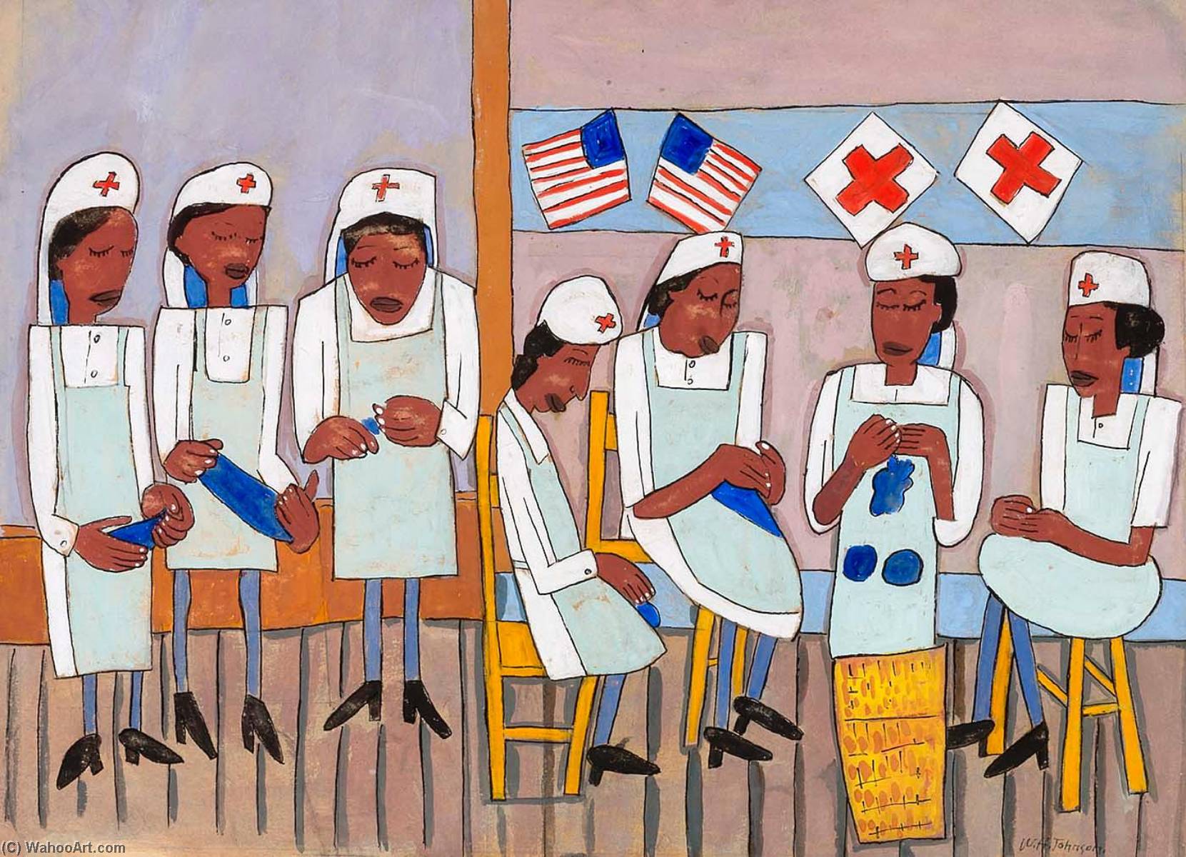 WikiOO.org - Encyclopedia of Fine Arts - Lukisan, Artwork William Henry Johnson - Red Cross Service Station