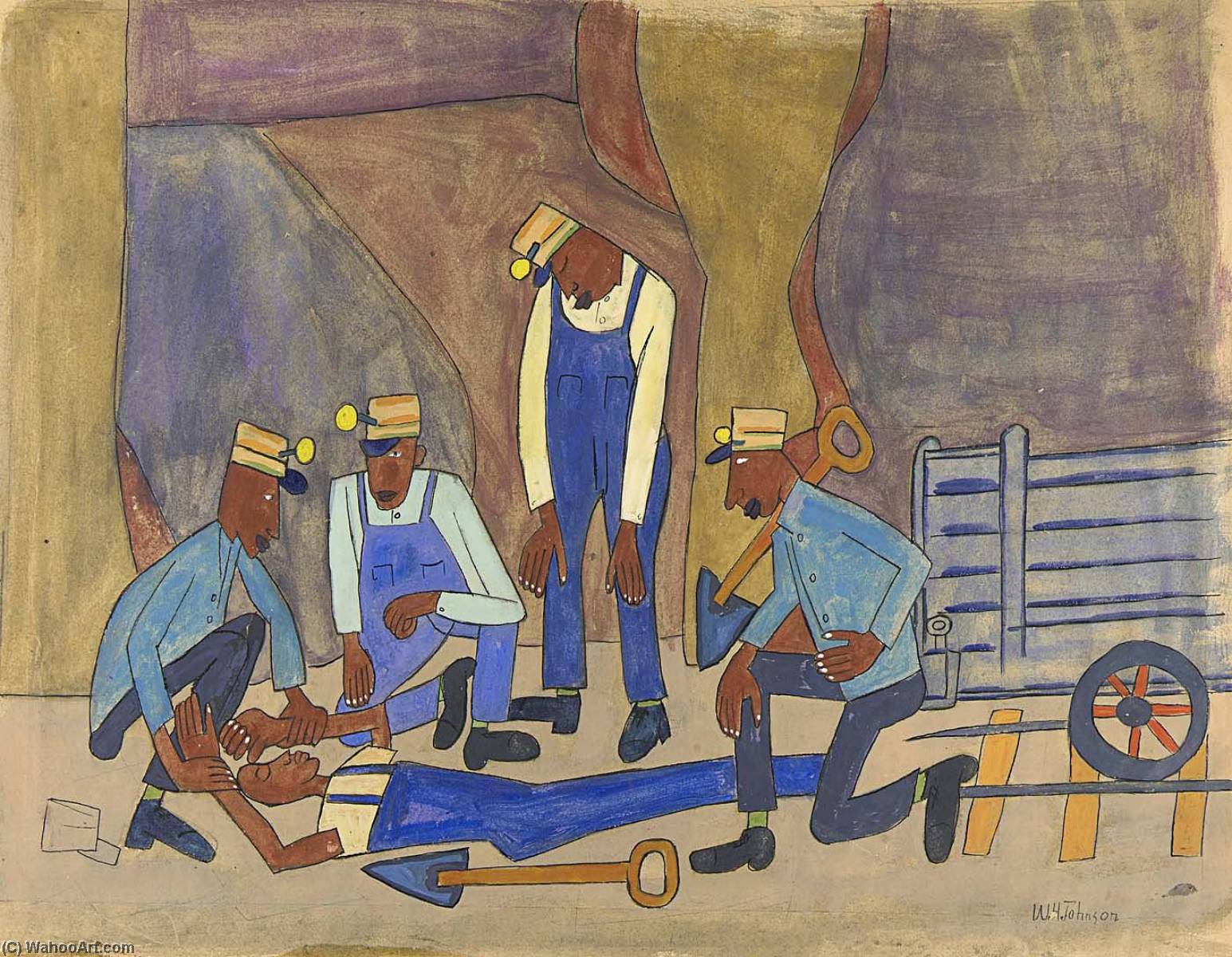 WikiOO.org - Encyclopedia of Fine Arts - Lukisan, Artwork William Henry Johnson - Miners First Aid