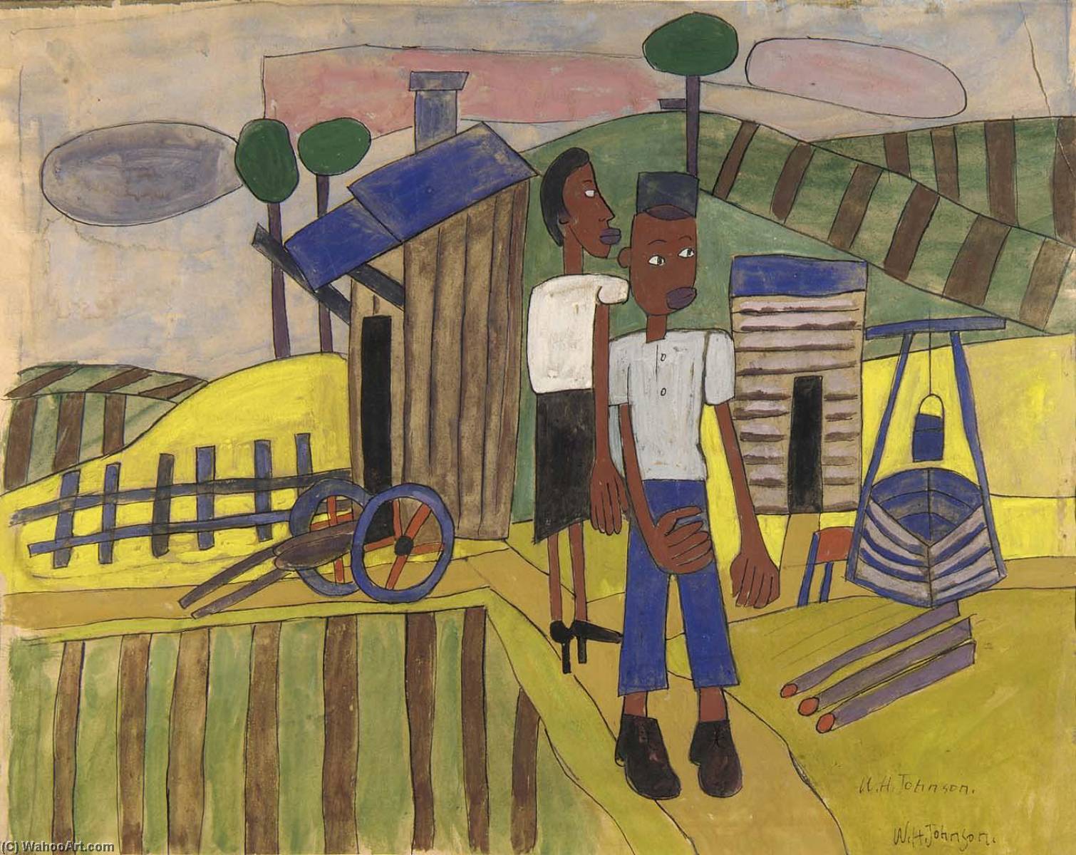 Wikioo.org - The Encyclopedia of Fine Arts - Painting, Artwork by William Henry Johnson - Farm Couple