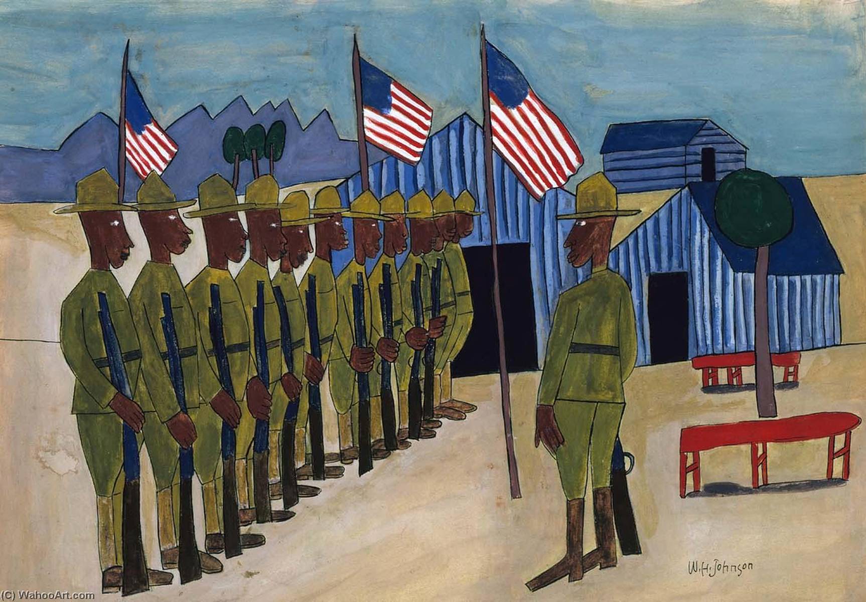 Wikioo.org - สารานุกรมวิจิตรศิลป์ - จิตรกรรม William Henry Johnson - In the Army