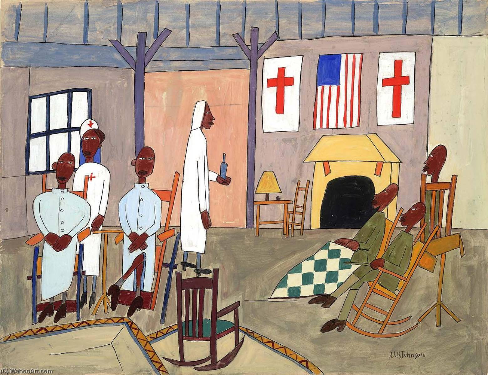 WikiOO.org - Encyclopedia of Fine Arts - Lukisan, Artwork William Henry Johnson - Convalescents from Somewhere