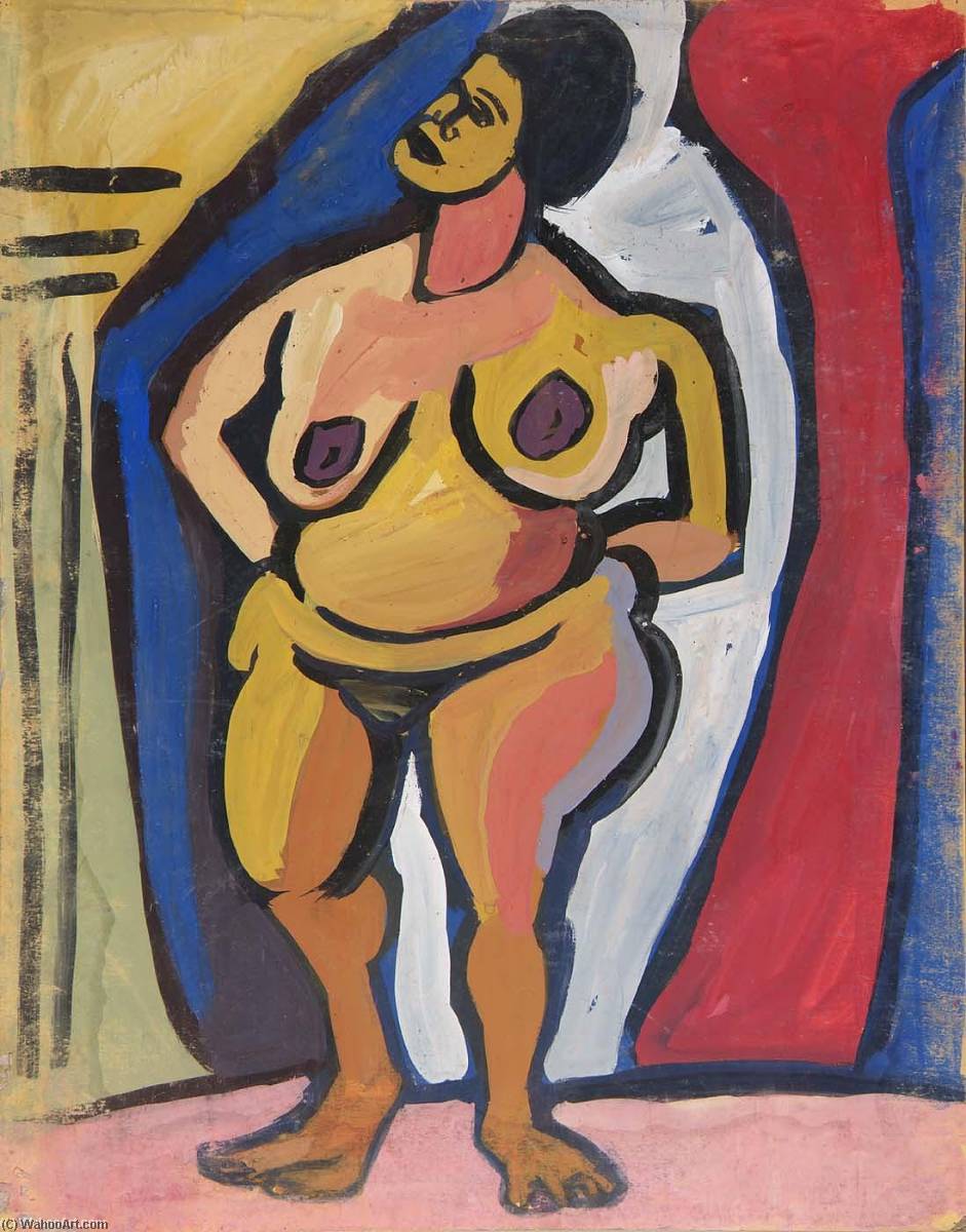 Wikioo.org - The Encyclopedia of Fine Arts - Painting, Artwork by William Henry Johnson - Standing Female Nude with Hands on Hips