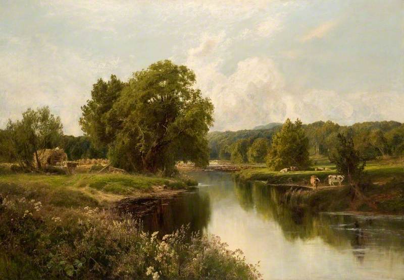Wikioo.org - The Encyclopedia of Fine Arts - Painting, Artwork by John Clayton Adams - Weeds by the River Dart