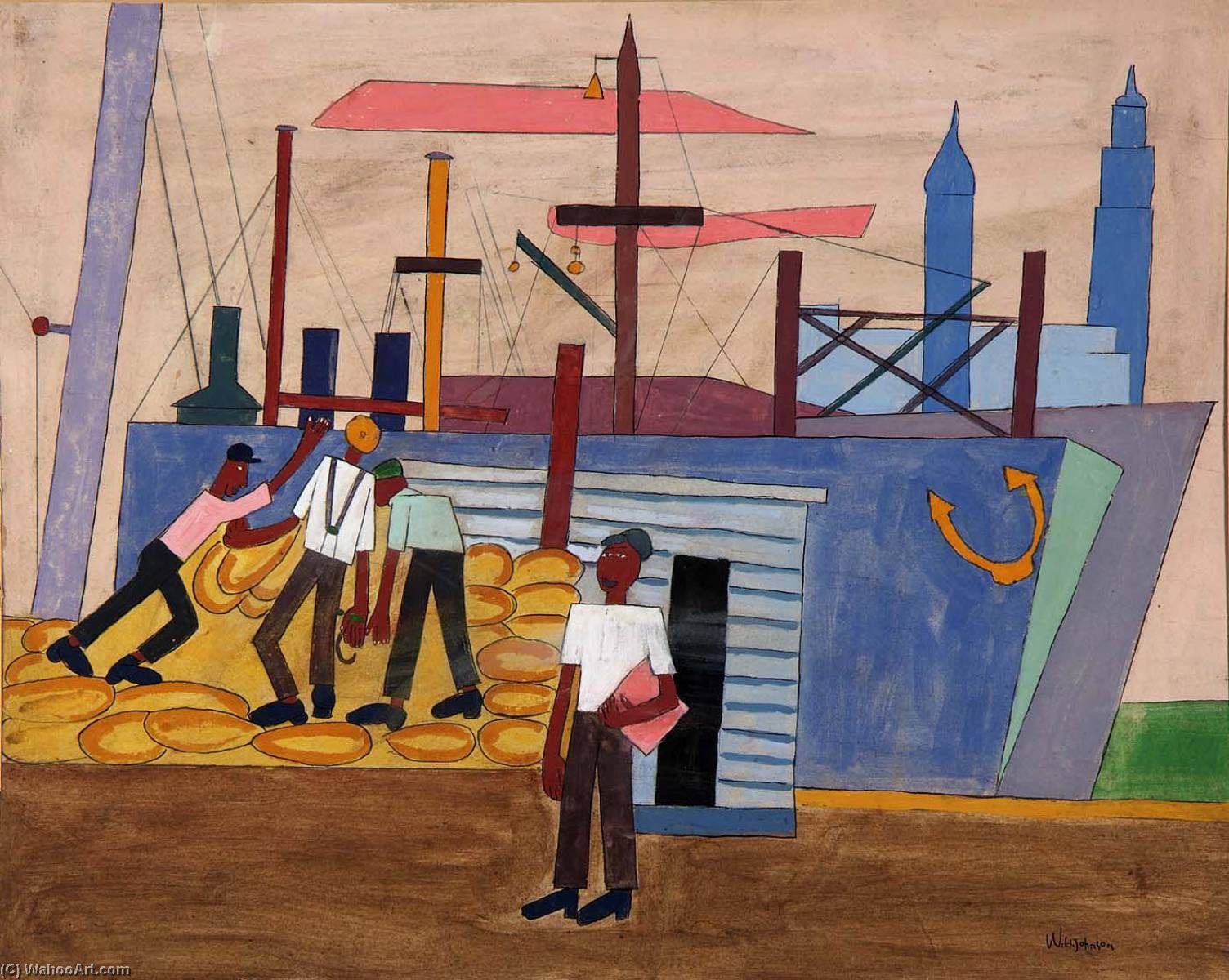 Wikioo.org - The Encyclopedia of Fine Arts - Painting, Artwork by William Henry Johnson - Dockyard