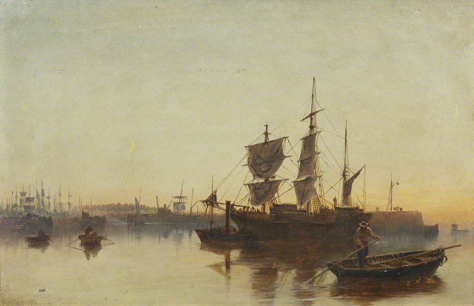 Wikioo.org - The Encyclopedia of Fine Arts - Painting, Artwork by Robert Jobling - Tyne Dock Twilight