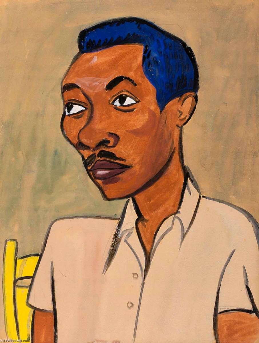 Wikioo.org - The Encyclopedia of Fine Arts - Painting, Artwork by William Henry Johnson - Young Man in Sport Shirt Chester