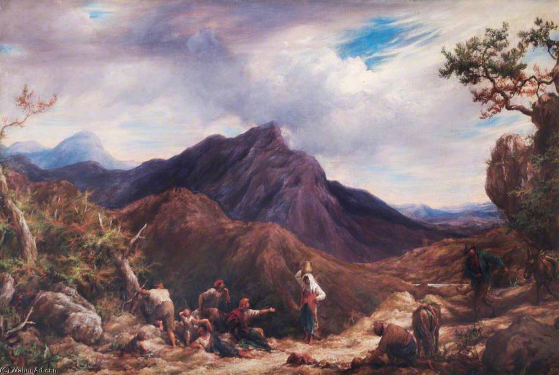 Wikioo.org - The Encyclopedia of Fine Arts - Painting, Artwork by William Linnell - Travellers in the Austrian Tyrol