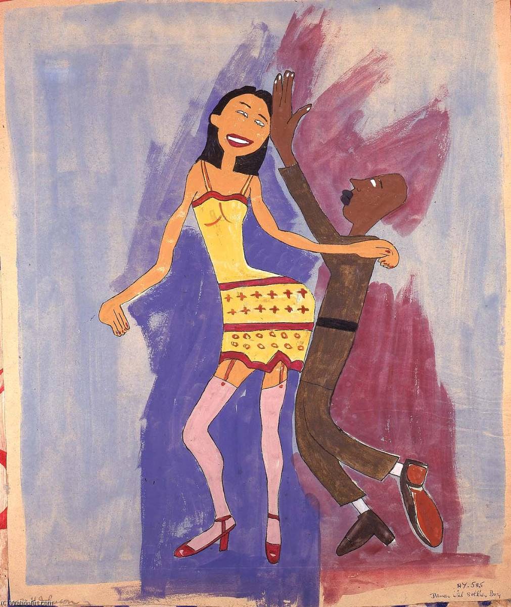 Wikioo.org - The Encyclopedia of Fine Arts - Painting, Artwork by William Henry Johnson - Dancer with Soldier Boy