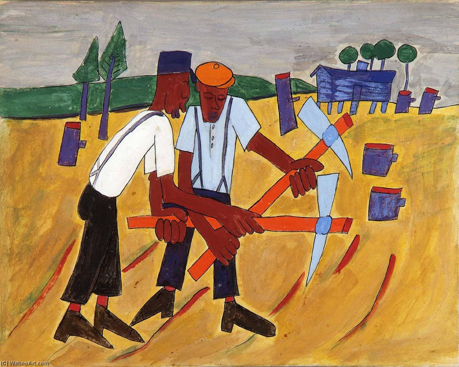 WikiOO.org - Encyclopedia of Fine Arts - Lukisan, Artwork William Henry Johnson - Farm Workers