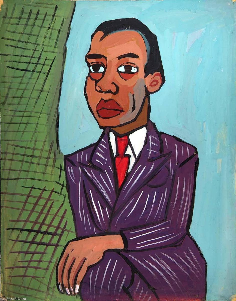 WikiOO.org - Encyclopedia of Fine Arts - Målning, konstverk William Henry Johnson - Portrait in New Suit
