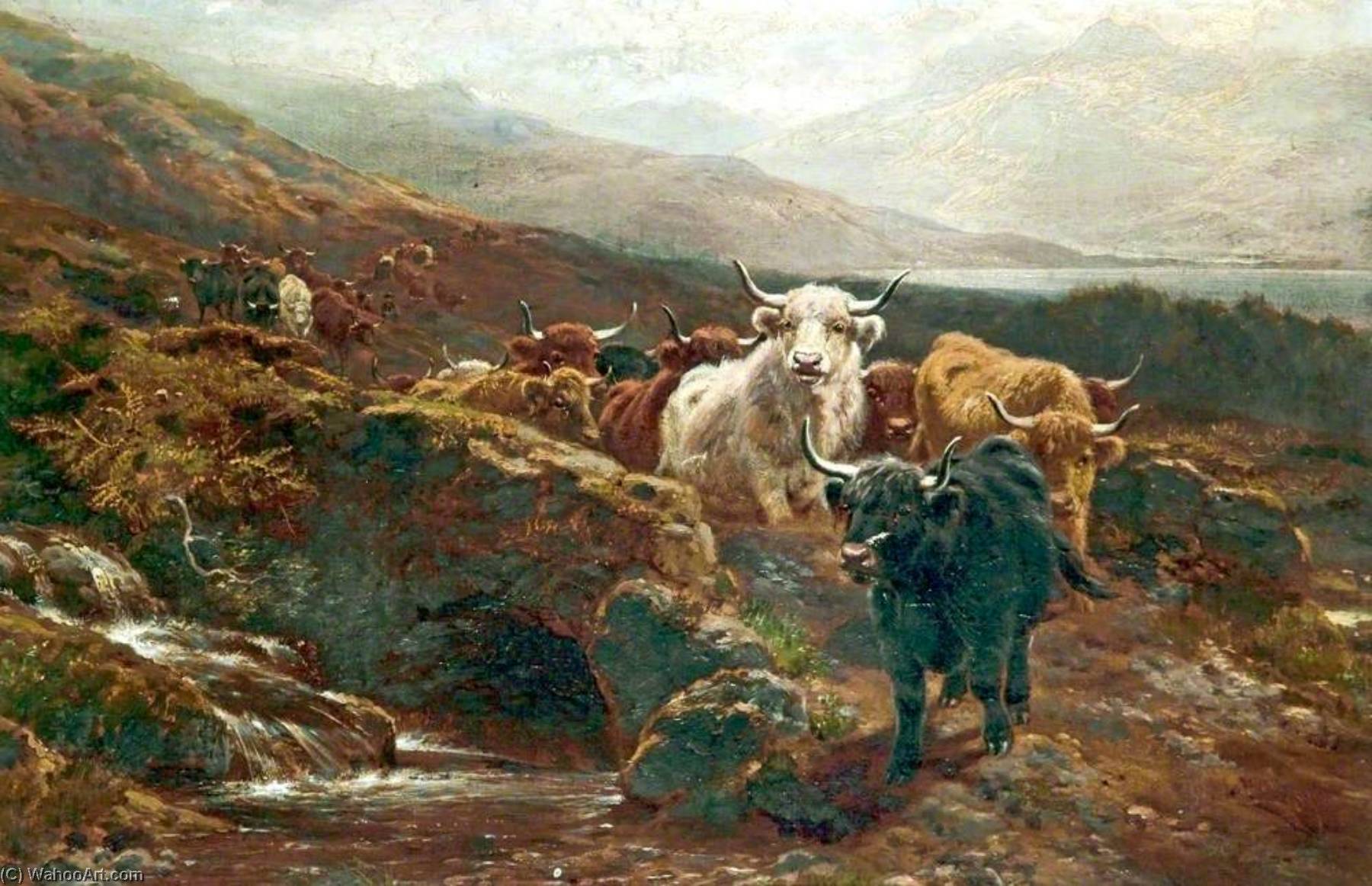 WikiOO.org - Encyclopedia of Fine Arts - Malba, Artwork William Watson Ii - Scottish Landscape, Highland Cattle