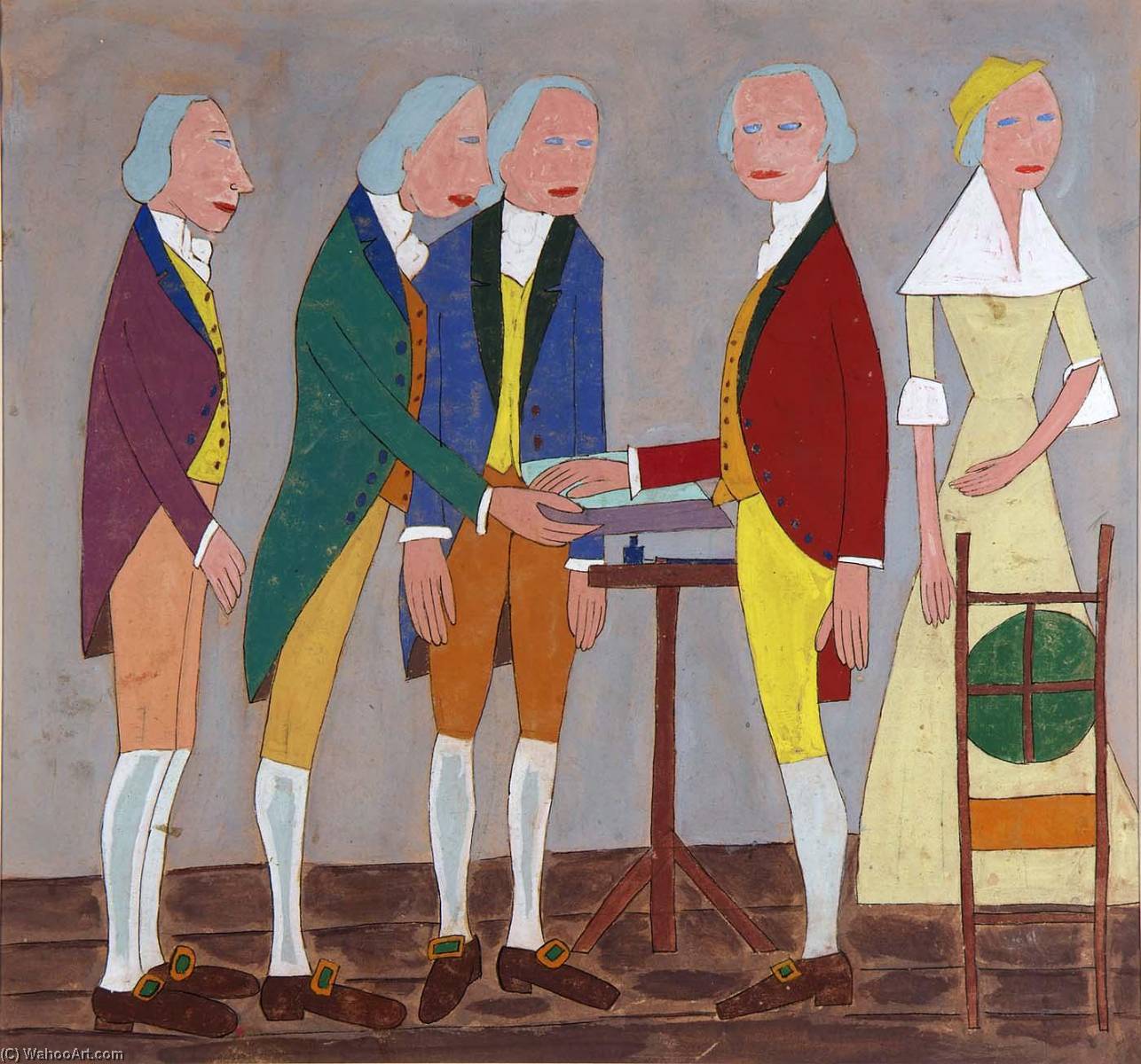WikiOO.org - Encyclopedia of Fine Arts - Lukisan, Artwork William Henry Johnson - Swearing in George Washington