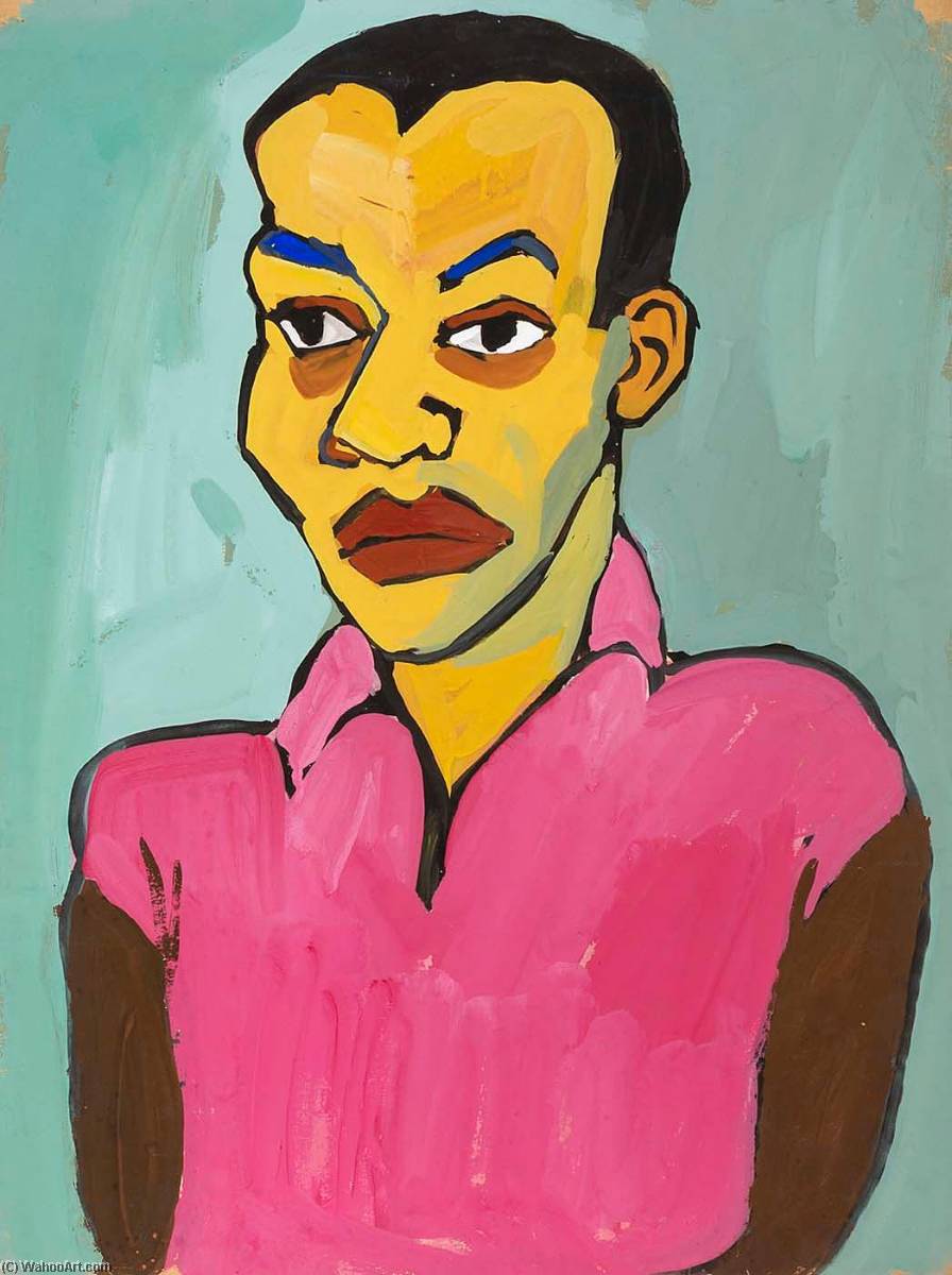 Wikioo.org - The Encyclopedia of Fine Arts - Painting, Artwork by William Henry Johnson - Man in a Pink Shirt