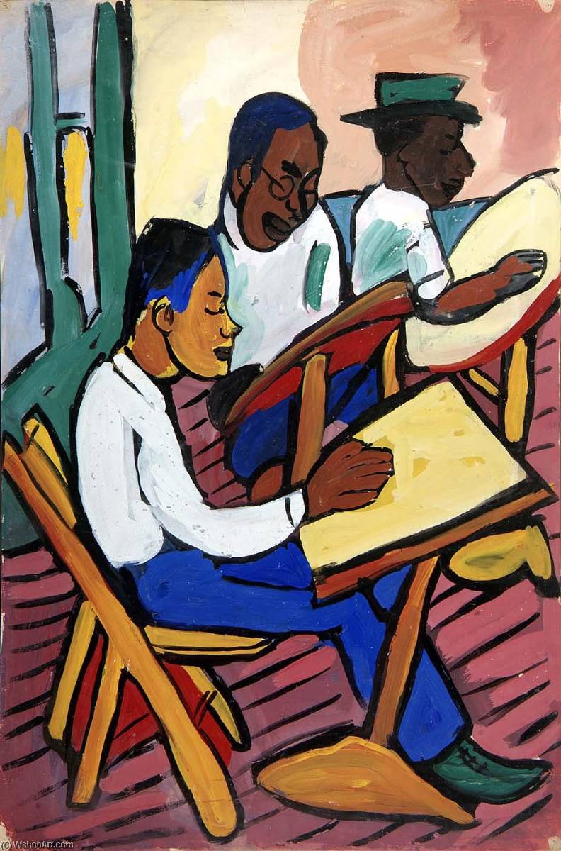 Wikioo.org - The Encyclopedia of Fine Arts - Painting, Artwork by William Henry Johnson - Art Class Three Men