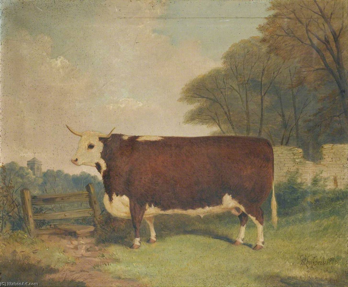 Wikioo.org - The Encyclopedia of Fine Arts - Painting, Artwork by Richard Whitford - A Prize Cow by a Gate