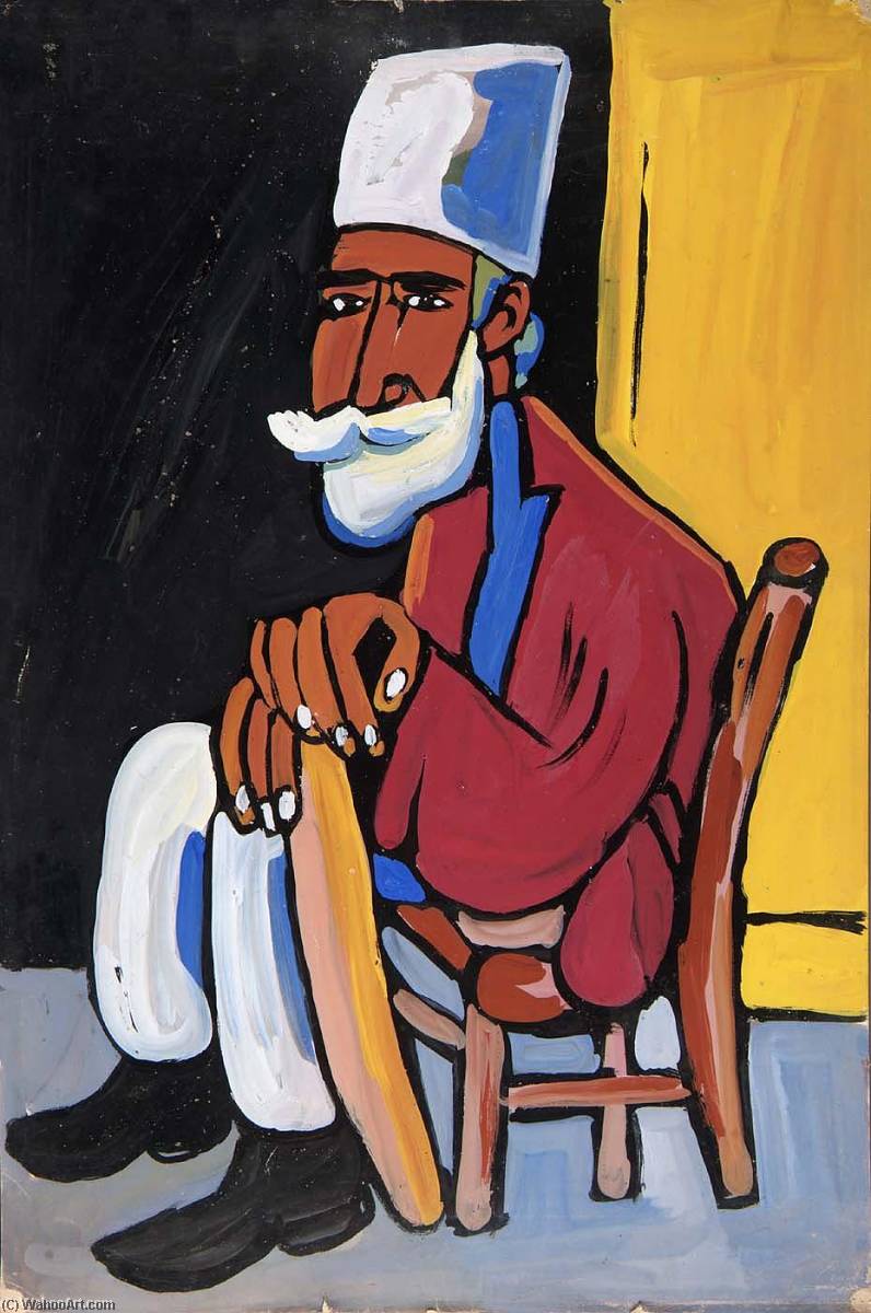 Wikioo.org - The Encyclopedia of Fine Arts - Painting, Artwork by William Henry Johnson - Bearded Man in Tan Chair