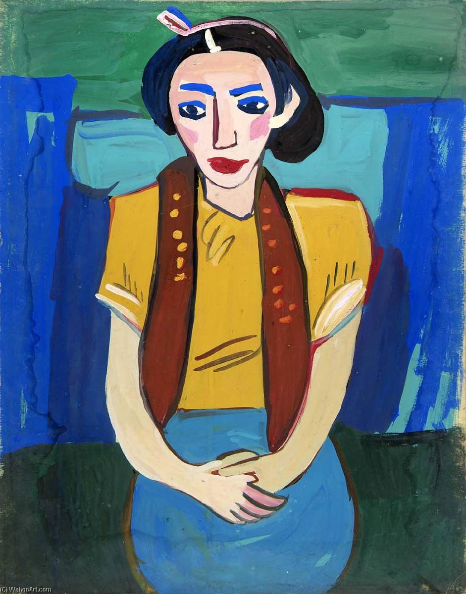 Wikioo.org – La Enciclopedia de las Bellas Artes - Pintura, Obras de arte de William Henry Johnson - mujer sentada enestado  amarillas  Blusa