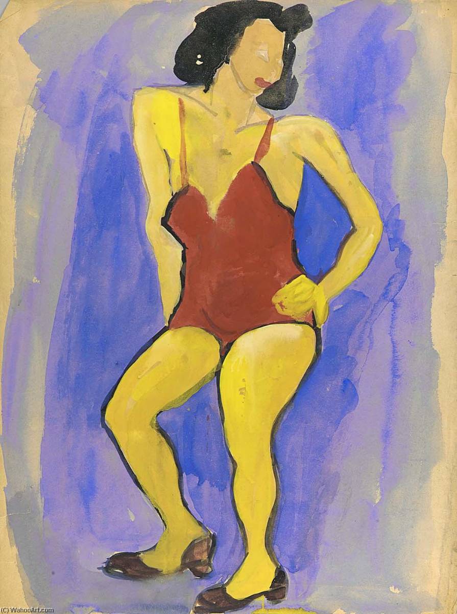 WikiOO.org - Enciclopedia of Fine Arts - Pictura, lucrări de artă William Henry Johnson - Standing Woman in Red Bathing Suit