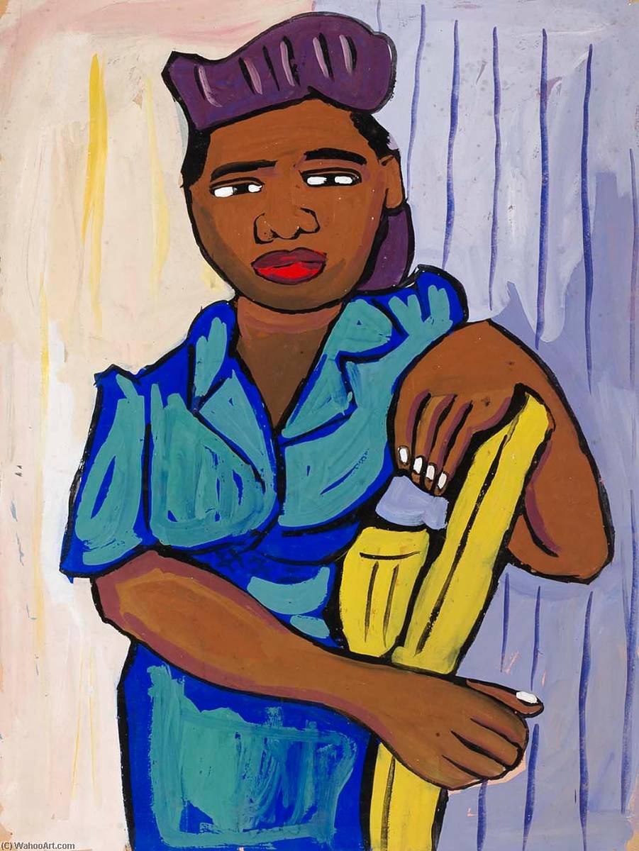 Wikioo.org - The Encyclopedia of Fine Arts - Painting, Artwork by William Henry Johnson - Woman Beside Yellow Chair