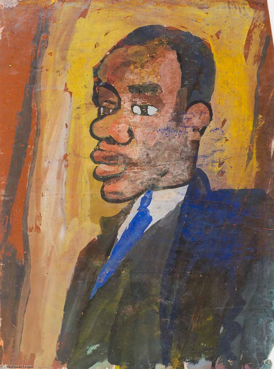 Wikioo.org - The Encyclopedia of Fine Arts - Painting, Artwork by William Henry Johnson - Man with Blue Necktie