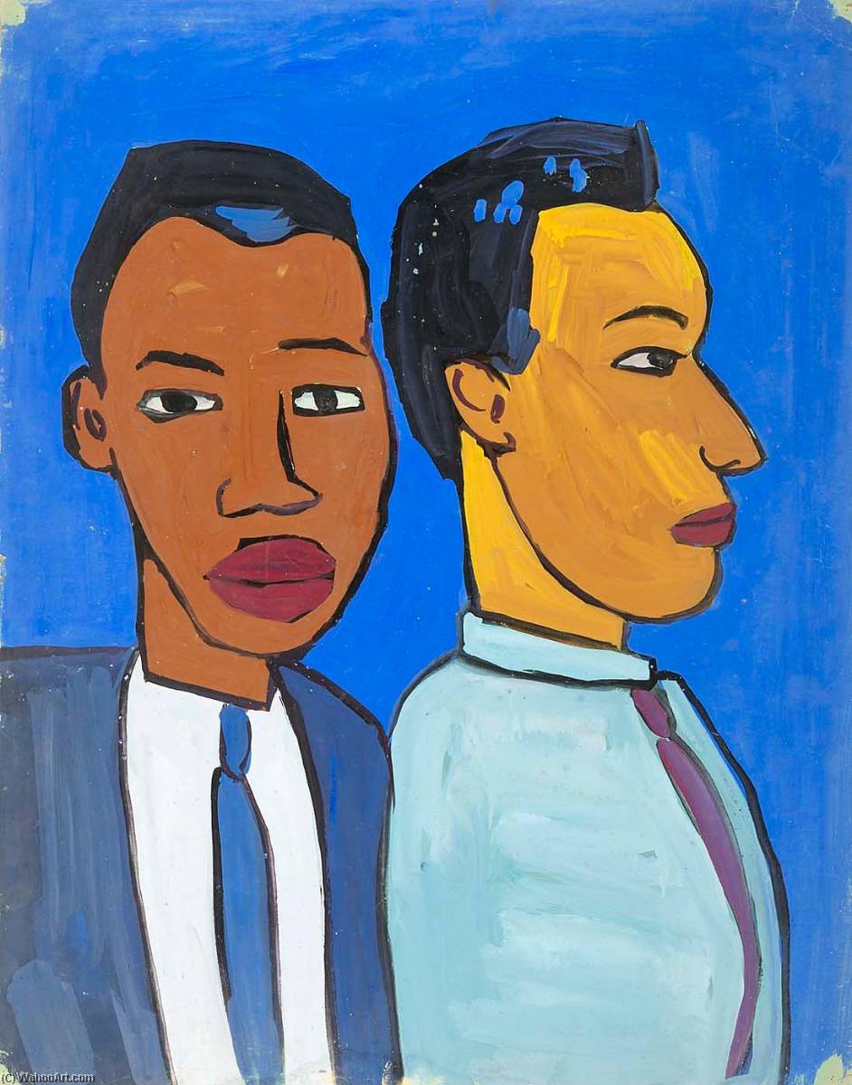 WikiOO.org - Encyclopedia of Fine Arts - Lukisan, Artwork William Henry Johnson - Bust Length View of Two Men