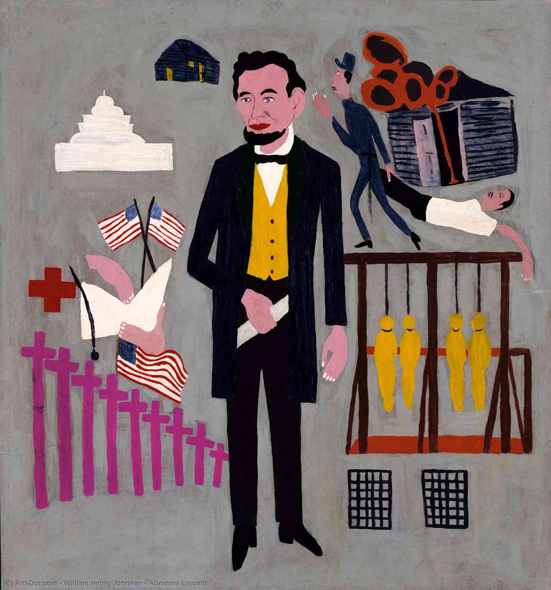 Wikioo.org - The Encyclopedia of Fine Arts - Painting, Artwork by William Henry Johnson - Abraham Lincoln