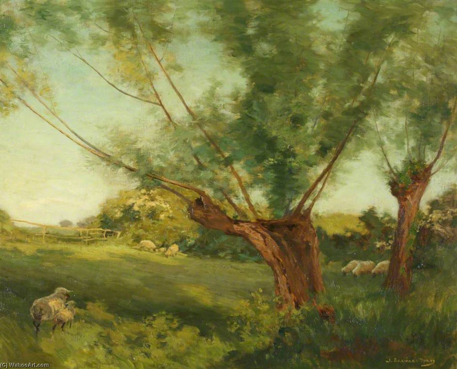 Wikioo.org - The Encyclopedia of Fine Arts - Painting, Artwork by Joseph Barnard Davis - Bibury, Cotswold Hills