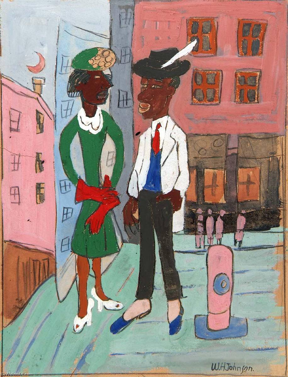 Wikioo.org - The Encyclopedia of Fine Arts - Painting, Artwork by William Henry Johnson - Street Life, Harlem