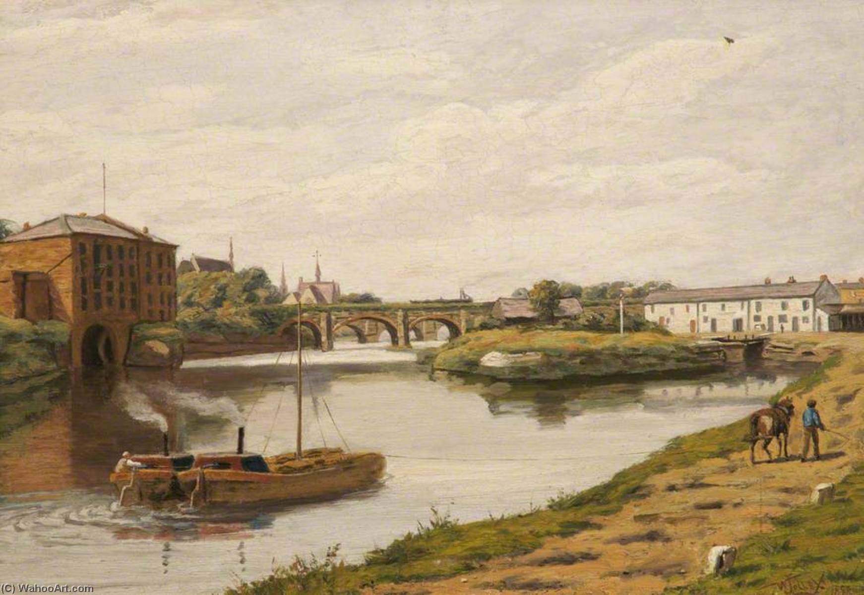 Wikioo.org - The Encyclopedia of Fine Arts - Painting, Artwork by William Worthington Jolley - Barton Corn Mill and Aqueduct
