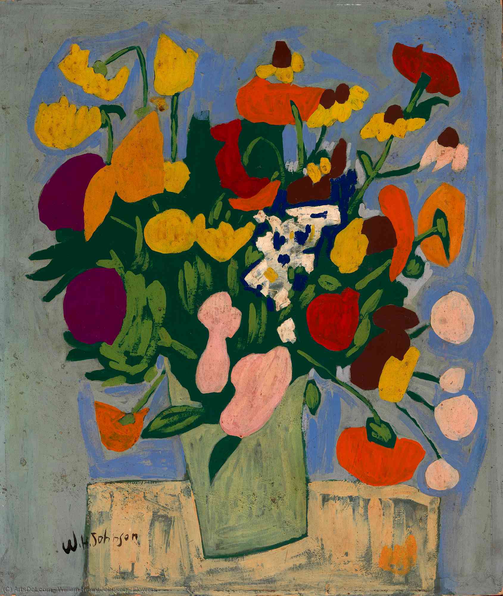 Wikioo.org - The Encyclopedia of Fine Arts - Painting, Artwork by William Henry Johnson - Flowers
