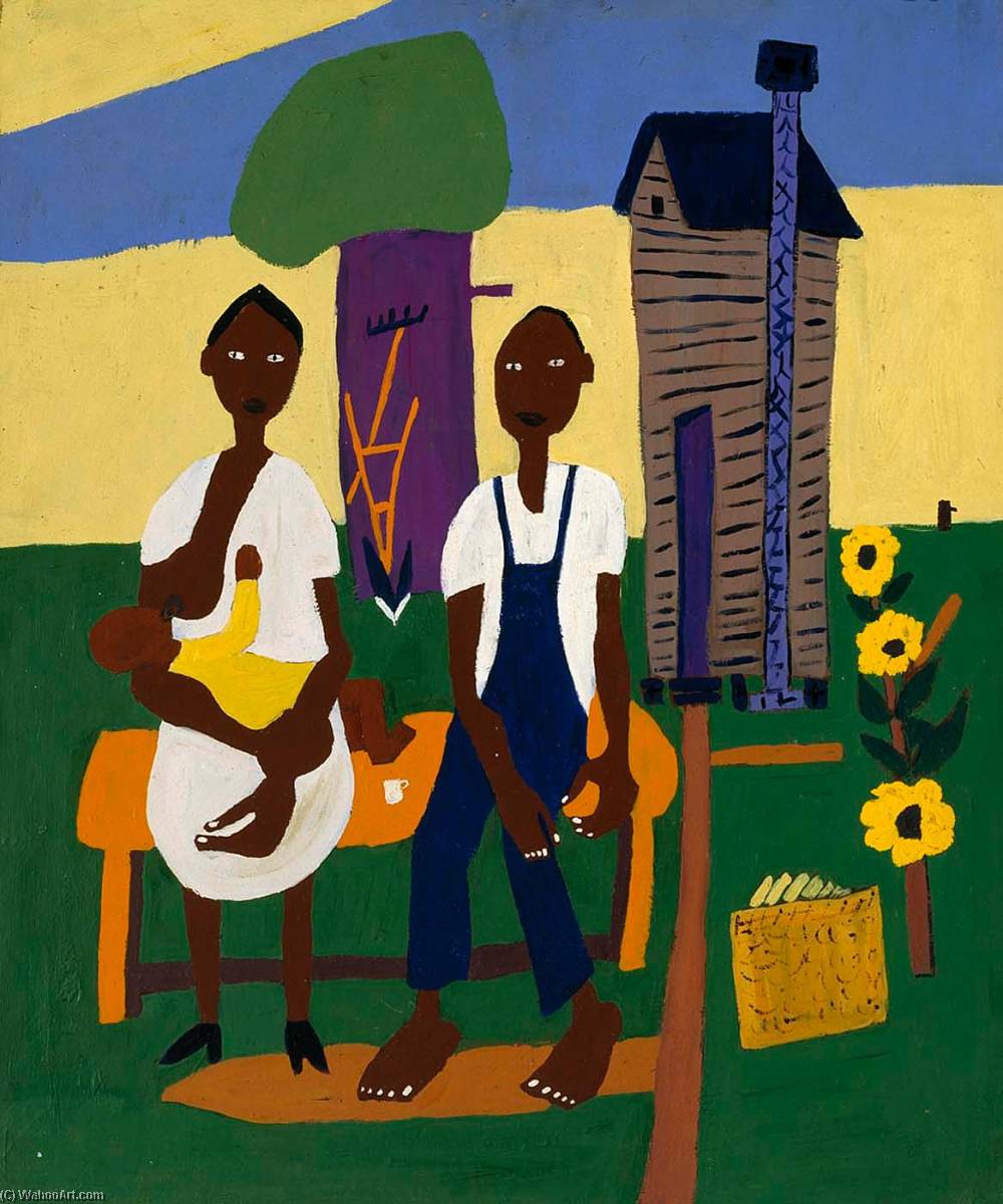 Wikioo.org - The Encyclopedia of Fine Arts - Painting, Artwork by William Henry Johnson - Farm Family Nursing Child