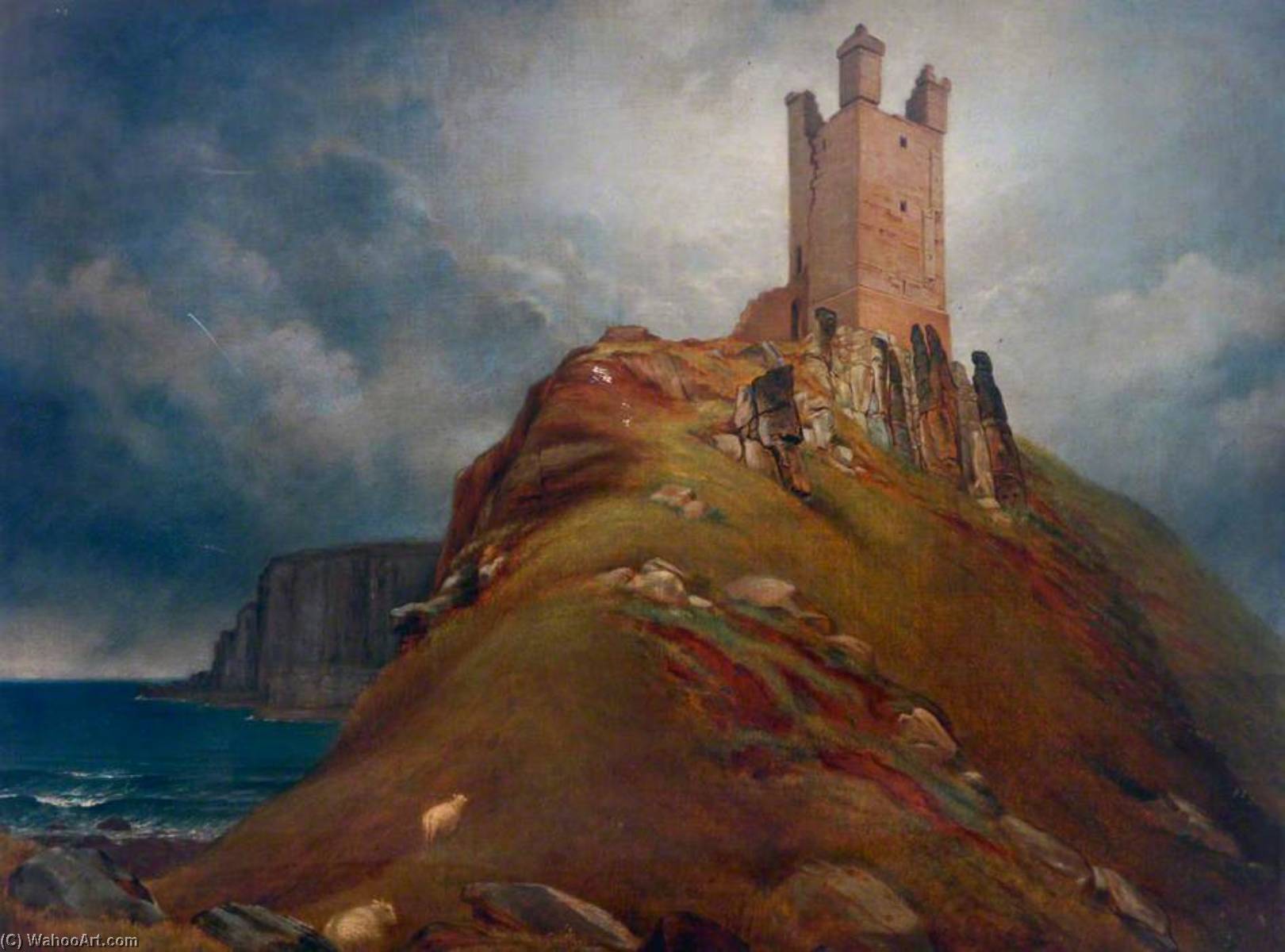 Wikioo.org - The Encyclopedia of Fine Arts - Painting, Artwork by James Shotton - The Lilburn Tower, Dunstanburgh, Northumberland