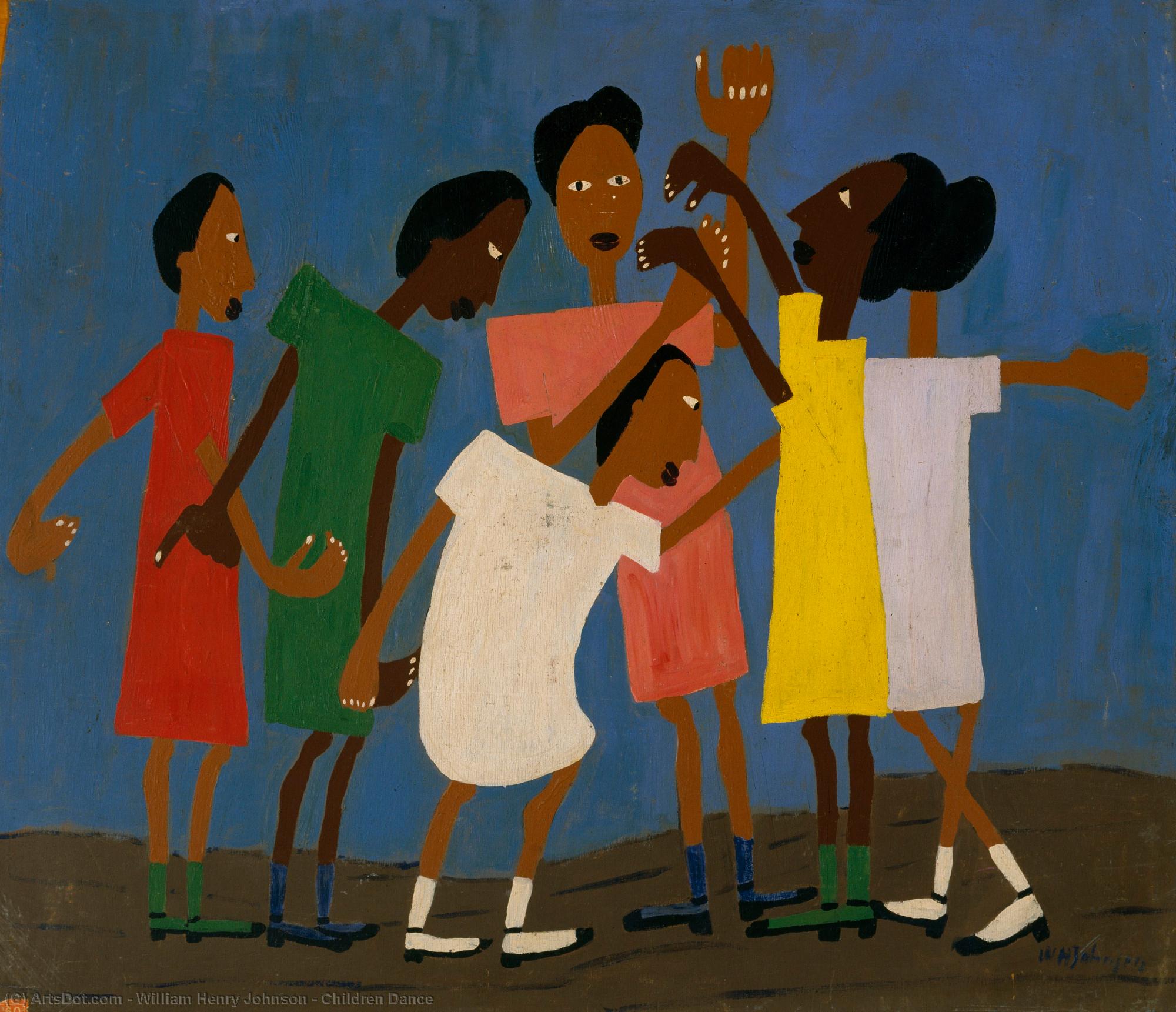 Wikioo.org - The Encyclopedia of Fine Arts - Painting, Artwork by William Henry Johnson - Children Dance