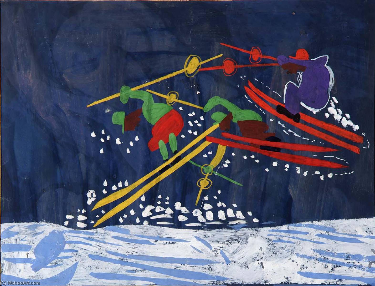 Wikioo.org – La Enciclopedia de las Bellas Artes - Pintura, Obras de arte de William Henry Johnson - esquiar saltar