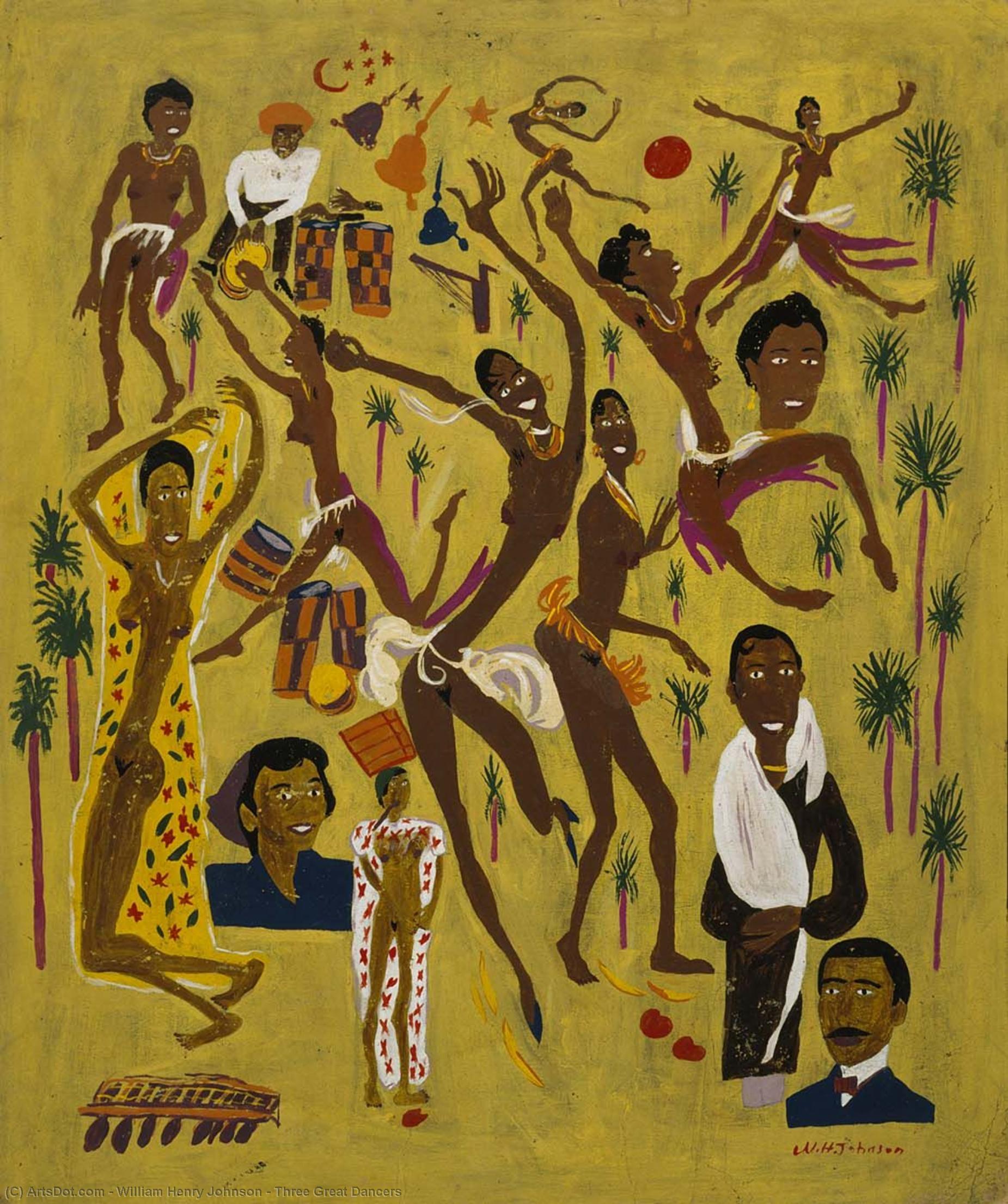 Wikioo.org - The Encyclopedia of Fine Arts - Painting, Artwork by William Henry Johnson - Three Great Dancers