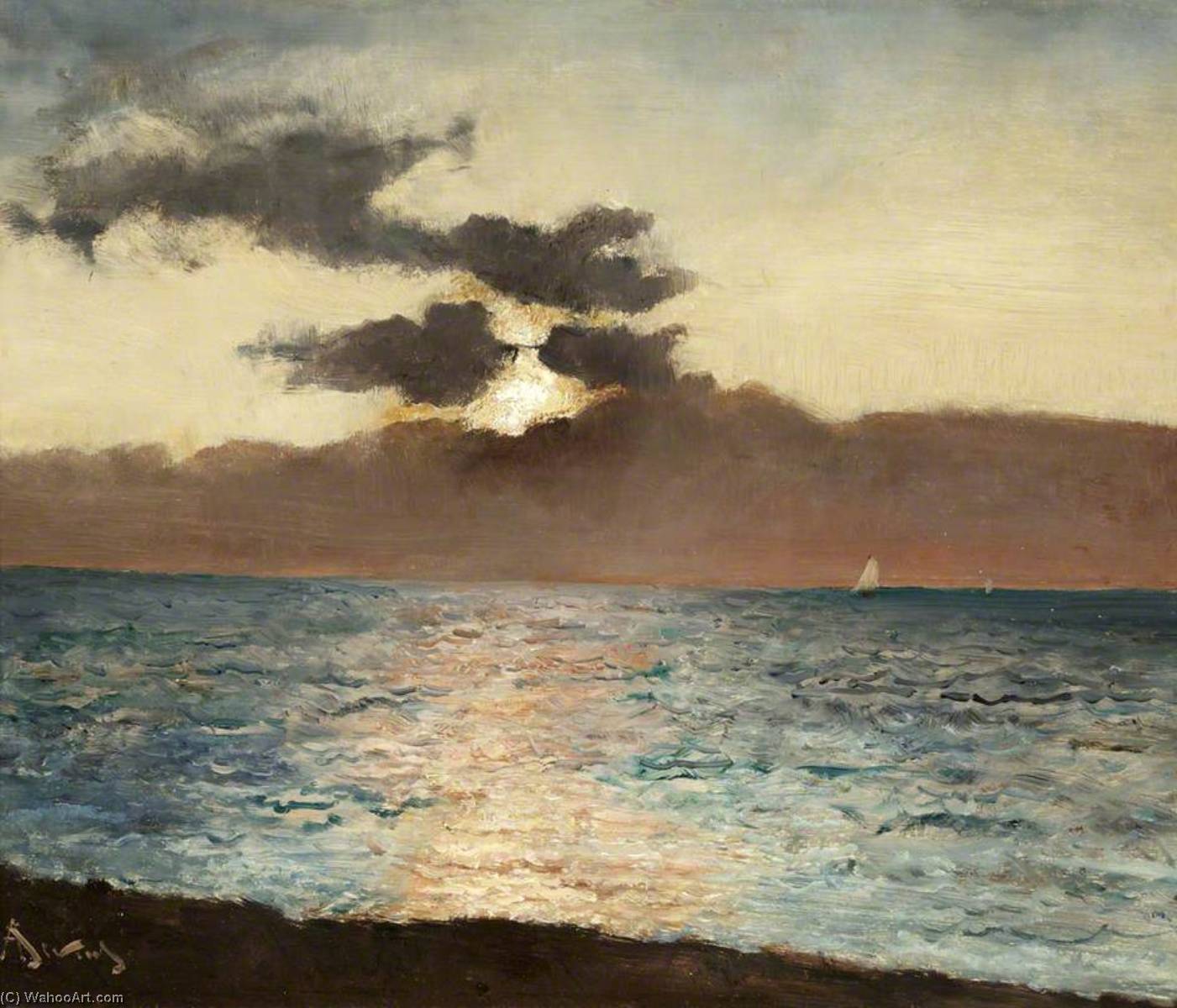 Wikioo.org - The Encyclopedia of Fine Arts - Painting, Artwork by Alfred Emile Léopold Joseph Victor Stevens - Seascape, Le Tréport