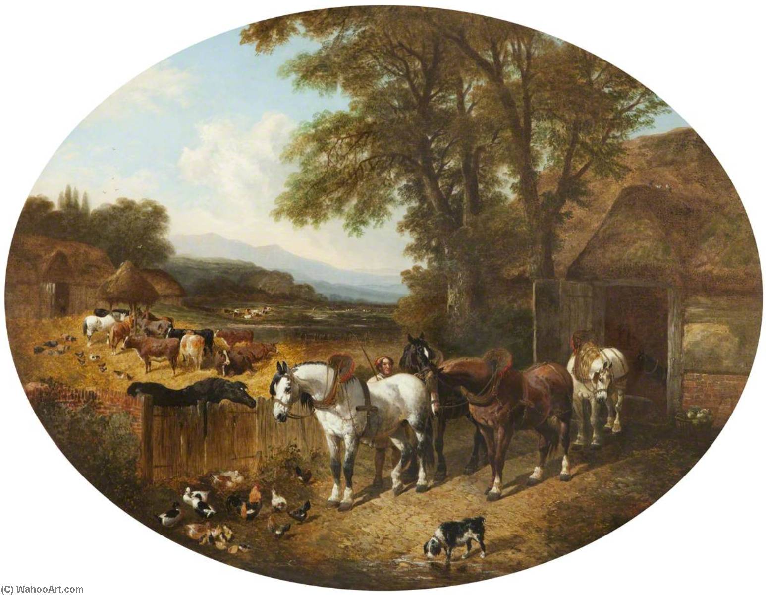 Wikioo.org - The Encyclopedia of Fine Arts - Painting, Artwork by John Frederick Herring Ii - Landscape with Horses