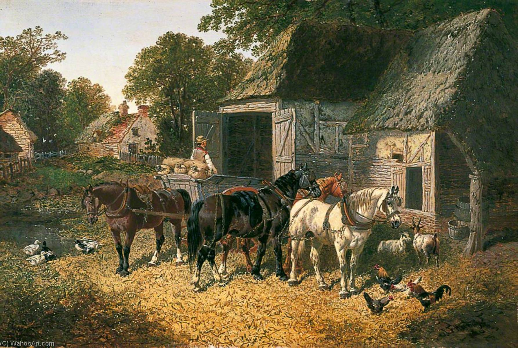 Wikioo.org - The Encyclopedia of Fine Arts - Painting, Artwork by John Frederick Herring Ii - Horses in Harness