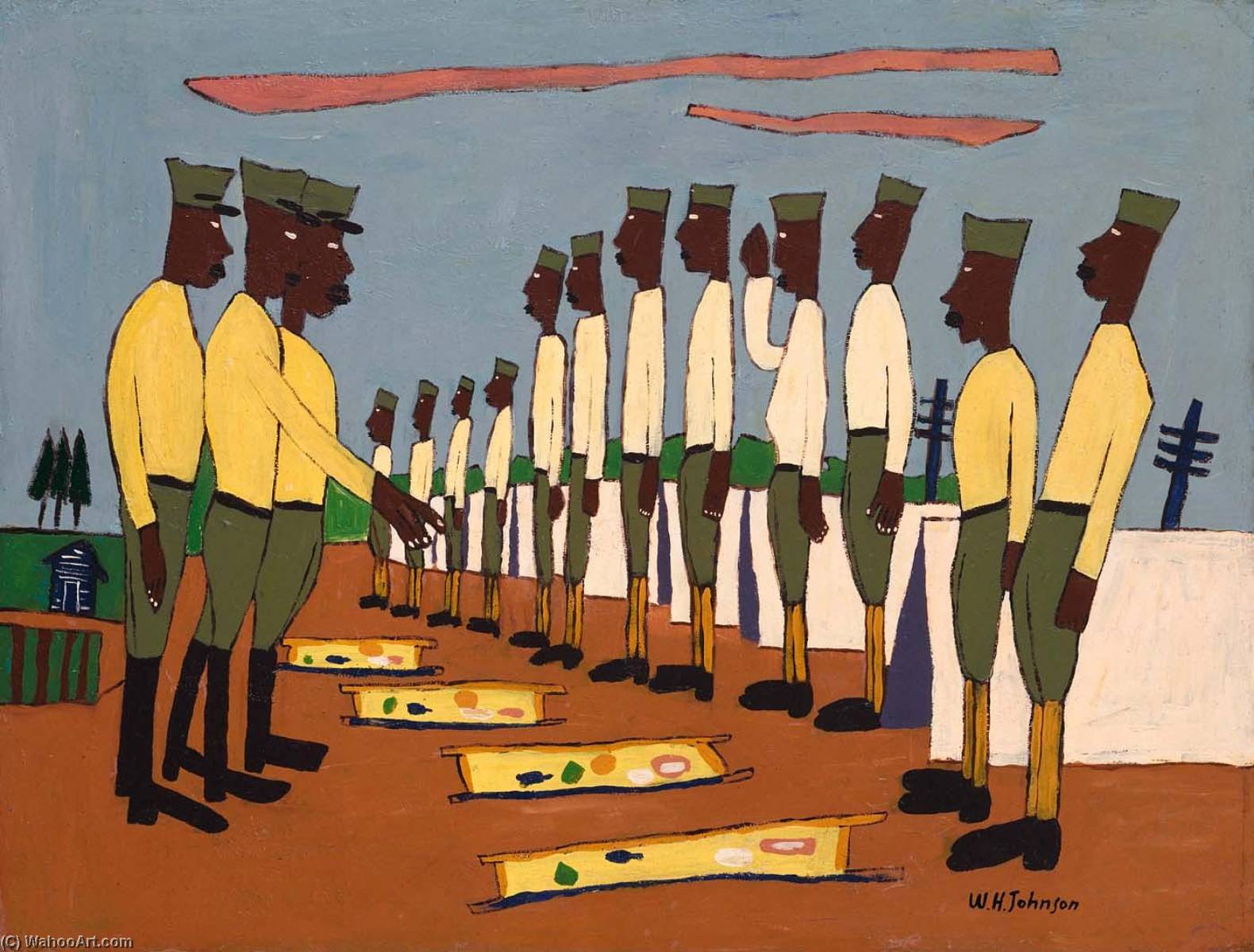 Wikioo.org - The Encyclopedia of Fine Arts - Painting, Artwork by William Henry Johnson - Army Training