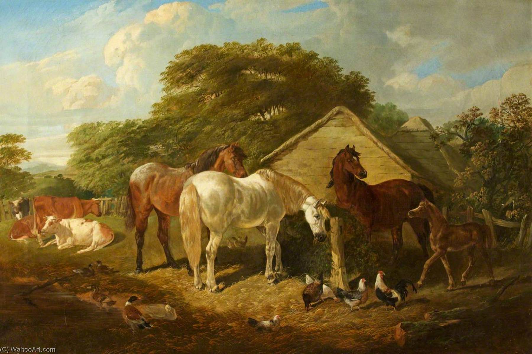 WikiOO.org - Encyclopedia of Fine Arts - Malba, Artwork John Frederick Herring Ii - Home Paddock, Cattle and Poultry