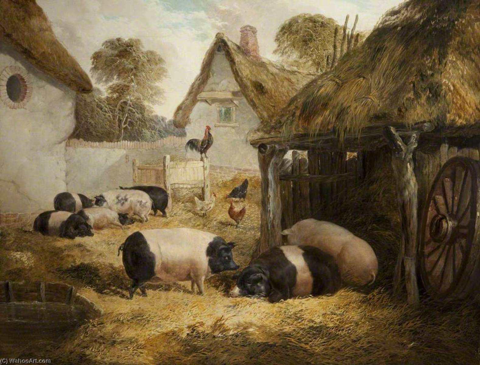 Wikioo.org - The Encyclopedia of Fine Arts - Painting, Artwork by John Frederick Herring Ii - Farmyard with Saddlebacks