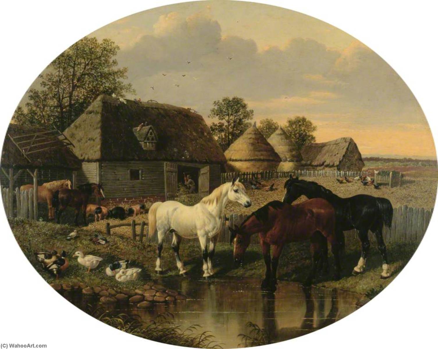 Wikioo.org - The Encyclopedia of Fine Arts - Painting, Artwork by John Frederick Herring Ii - Farmyard Scene