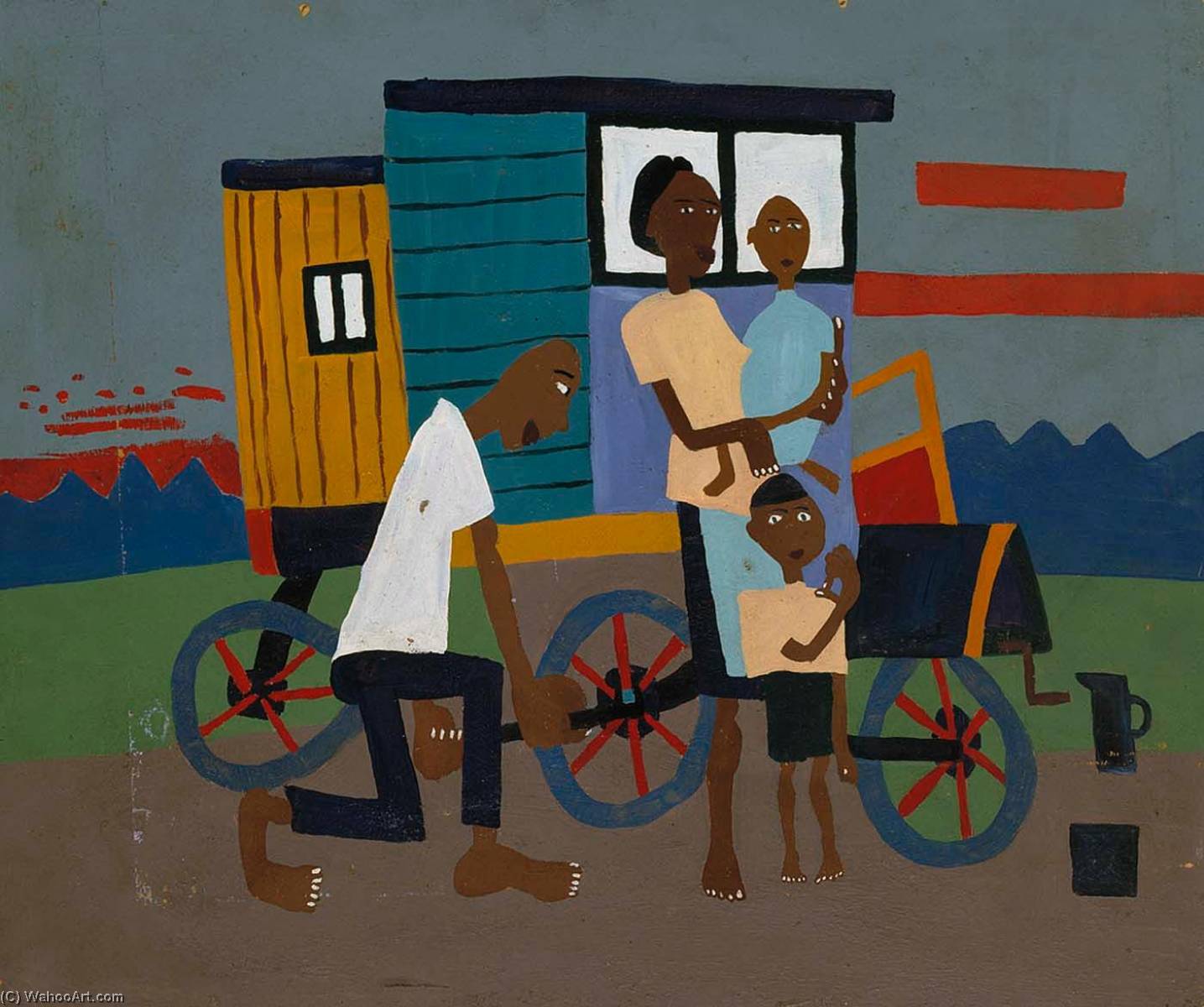 Wikioo.org - The Encyclopedia of Fine Arts - Painting, Artwork by William Henry Johnson - Breakdown Flat Tire