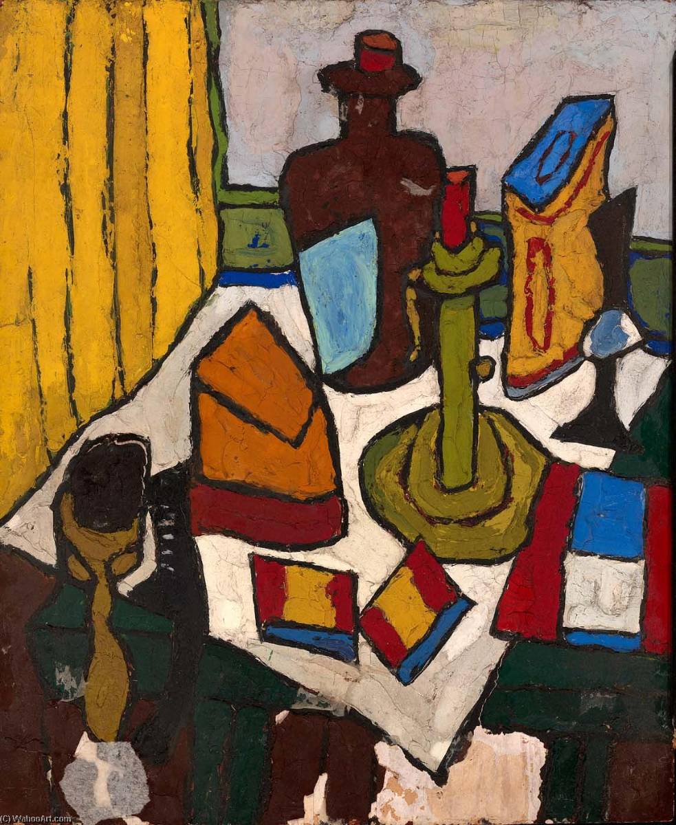 Wikioo.org - The Encyclopedia of Fine Arts - Painting, Artwork by William Henry Johnson - Still Life with Candlestick and Jug