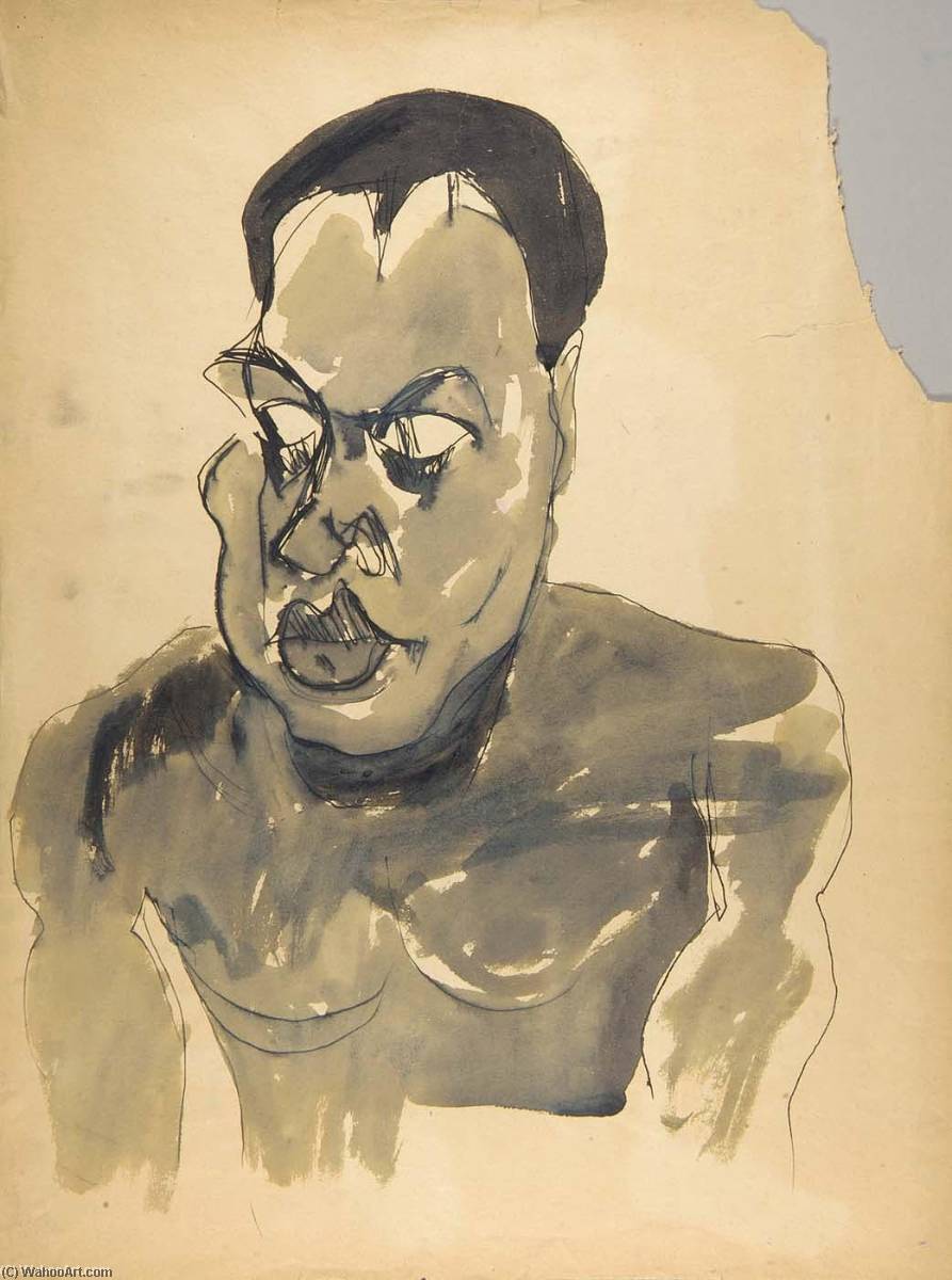 WikiOO.org - Encyclopedia of Fine Arts - Lukisan, Artwork William Henry Johnson - Male Nude Portrait Bust