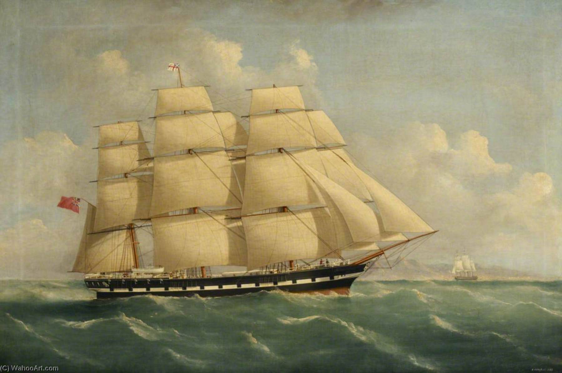 Wikioo.org - The Encyclopedia of Fine Arts - Painting, Artwork by Frederick J Tudgay - A Blackwall Frigate off the Cape