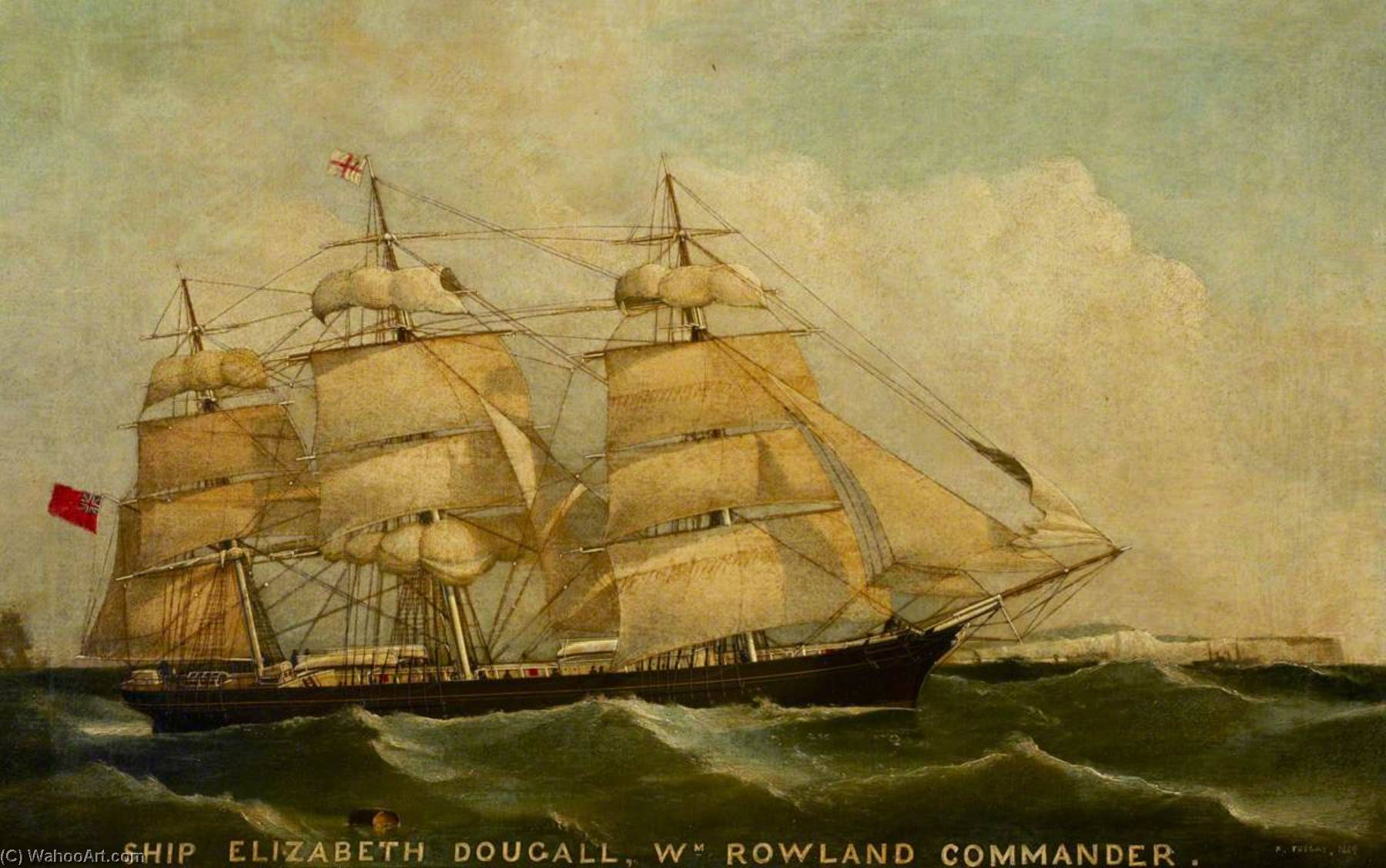 Wikioo.org - สารานุกรมวิจิตรศิลป์ - จิตรกรรม Frederick J Tudgay - The Ship 'Elizabeth Dougall' Under Sail