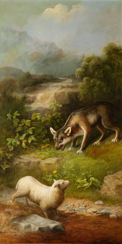 Wikioo.org - The Encyclopedia of Fine Arts - Painting, Artwork by John Bucknell Russell - The Wolf and the Lamb