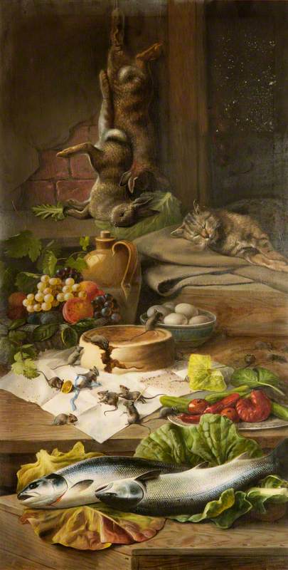 Wikioo.org - The Encyclopedia of Fine Arts - Painting, Artwork by John Bucknell Russell - The Cat and the Mice