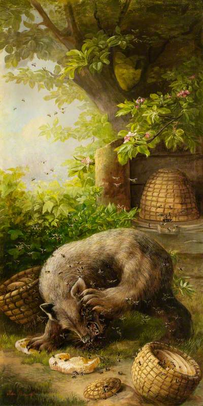 Wikioo.org - Bách khoa toàn thư về mỹ thuật - Vẽ tranh, Tác phẩm nghệ thuật John Bucknell Russell - The Bear and the Beehives
